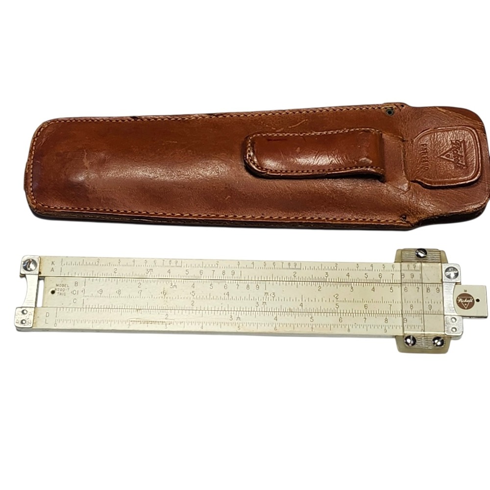 VTG Pickett Model N 200-T Trig Slide Rule 6"  USA Leather